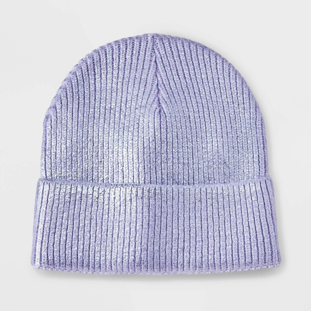 NWT Art Class Girls' Knitted Cuffed Beanie Hat | Purple | One Size